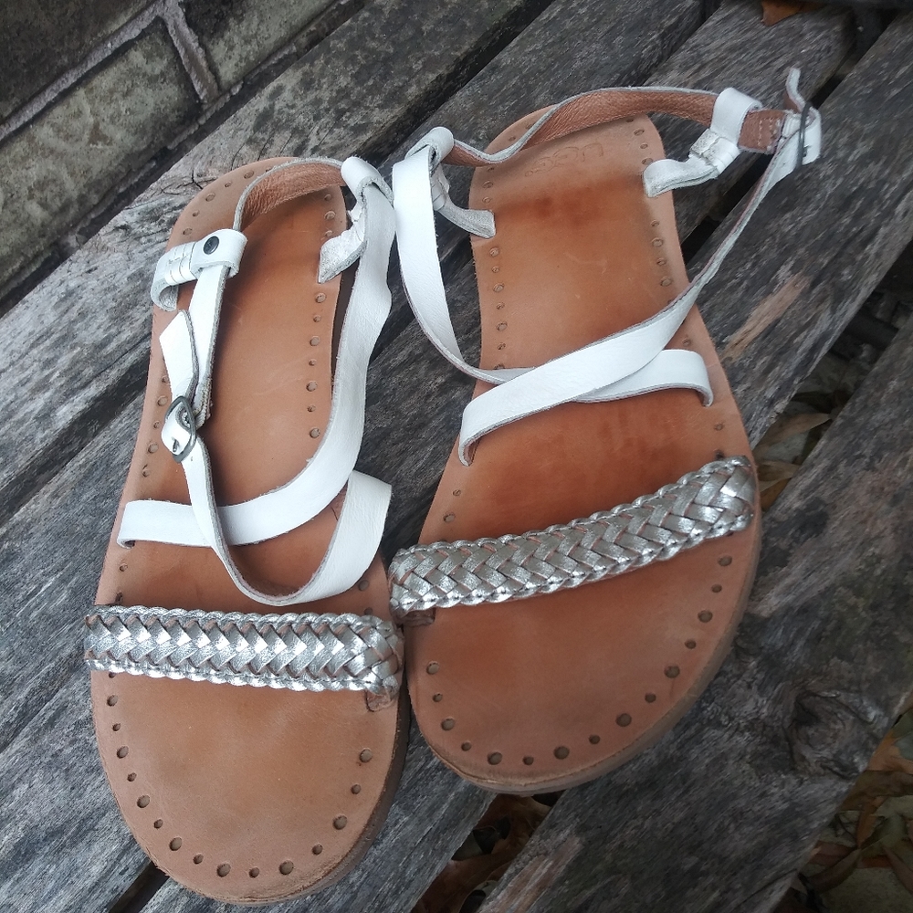 UGG Sandals size 9 in white and silver